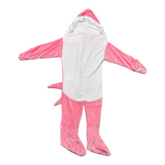 Pink Shark Hoodie Blanket Onesie Bodysuit Halloween Costume Size Women’s Size S - Picture 8 of 12